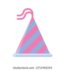 Party Cone Hat Vector Illustration, Flat Style Icon