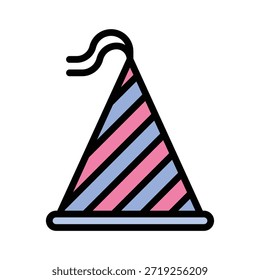 Ilustración vectorial del sombrero del cono del partido, icono lleno del estilo