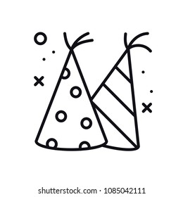 Party cone hats icon. Party celebration birthday holidays event carnival festive. Thin line party basic element icon. Vector simple linear design. Illustration. Symbols. Congratulation