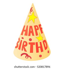 Party Confetti Birthday Hat Icon. Cartoon Illustration Of Party Birthday Hat Vector Icon Logo Isolated On White Background