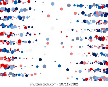Party confetti circle decoration for banner background, holiday vector illustration. Childish color round confetti dots, circles chaotic scatter, trendy rich bokeh background.