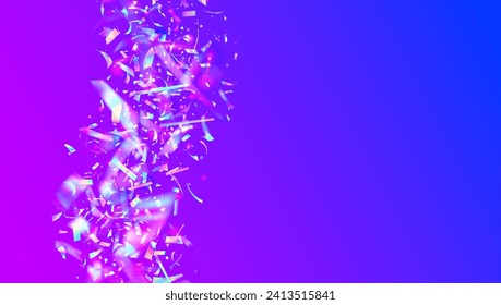 Party Confetti. Cristal Poster. Falling Banner. Purple 3d Glitter. Happy Concept. Laser Birthday Illustration. Rainbow Effect. Carnaval Serpentine. Pink Party Confetti