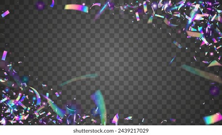 Party Confetti. Falling Dust. Pink Laser Effect. Happy Concept. Cristal Design. Festive Background. Transparent Burst. 3d Surprise Template. Blue Party Confetti