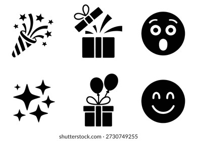 Caja de regalo de confeti de fiesta cara sonriente estrellas partido popper