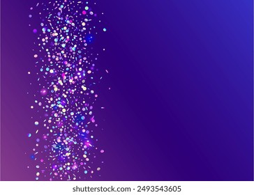 Party Confetti. Laser Texture. Falling Poster. Disco Colourful Template. Cristal Dust. Pink 3d Serpentine. Transparent Tinsel. Neon Background. Blue Party Confetti