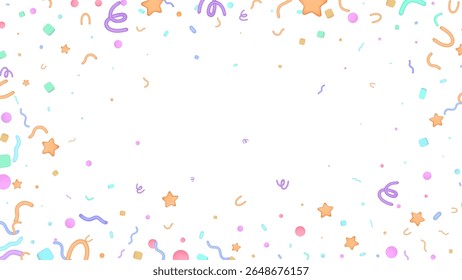 Party Confetti Set Isolated on White. Elements in Various Shapes. Party, Holyday, Surprise or Birthday Events. Vector Illustration