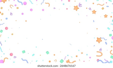 Party Confetti Set Isolated on White. Elements in Various Shapes. Party, Holyday, Surprise or Birthday Events. Vector Illustration
