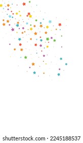 Party Cosmos Vector White Background Space Pattern. Rainbow Falling Sparkle Texture. Sky Vector White Background Template. Happy Effect Star Design.