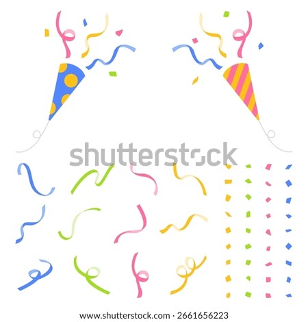 Party cracker, party popper, confetti, streamer set, decoration material