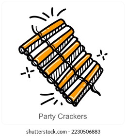 Crackers de partido y concepto de icono de año nuevo