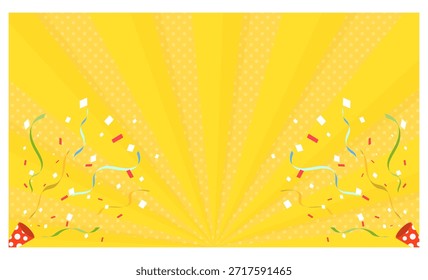 Party crackers and sunburst background　yellow