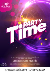 Party creative vector abstract template or flyer for Disco Night Party with nice and creative design on abstract background with shiny circle and light effects. Vector EPS 10