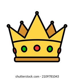 Party Crown Icon. Bearbeitbare, fette Rahmenlinie mit Farbfülldesign. Vektorgrafik.