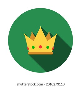 Party Crown Icon. Flat Circle Stencil Design With Long Shadow. Vector Illustration.