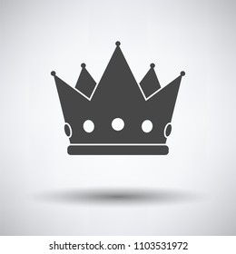 Party crown icon on gray background, round shadow. Vector illustration.