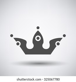 Party crown icon on gray background with round shadow. Vector illustration.