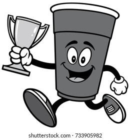 Party Cup Running with Trophy Illustration