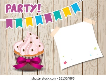 Party cupcake with post it note