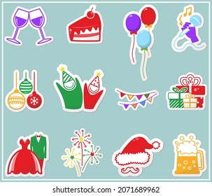 Party  cute icon.Flat icon.Vector illustration sticker style.