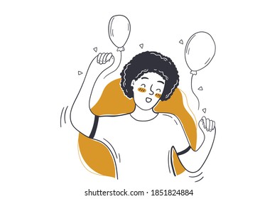 Party dance, success celebration, birthday concept