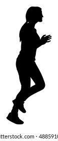 Party dancer girl vector silhouette illustration isolated on white background. Night life concept. Happy women dancing in night club.
