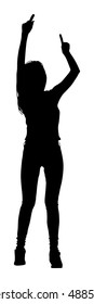 Party dancer girl vector silhouette illustration isolated on white background. Night life concept. Happy women dancing in night club.