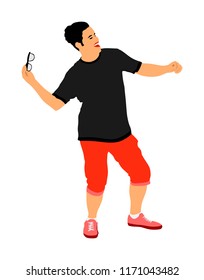 Party dancer handsome boy vector illustration. Nightlife party dancing concept. Disco club event. Birthday celebration. Teenager in good mood. Fun  entertainment. Young man music enjoying. Dj clubbing