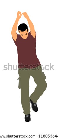Party dancer handsome boy vector illustration. Nightlife party dancing concept. Disco club event. Birthday celebration. Teenager in good mood. Fun  entertainment. Young man music enjoying. Dj clubbing