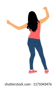 Party dancer handsome girl vector illustration. Nightlife party dancing concept . Disco club event. Birthday celebration. Teenager in good mood. Fun  entertainment. Young woman enjoying in music.