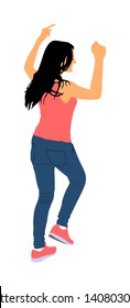 Party dancer handsome girl vector illustration. Nightlife party dancing. Disco club event. Birthday celebration. Teenager in good mood. Fun  entertainment. Young woman enjoying in music. DJ clubbing.
