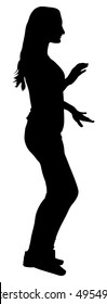 Party dancer handsome girl vector silhouette. Nightlife party dancing. Disco club event. Birthday celebration. Teenager in good mood. Fun  entertainment. Young woman enjoying in music. DJ clubbing.