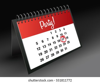 Party Day mark on calendar vector illustration