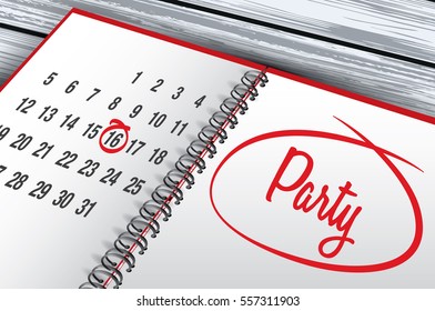Party Day mark on calendar vector illustration