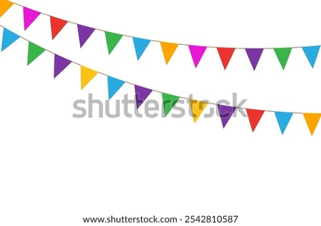 Party Decor with Multicolored Flags Background.