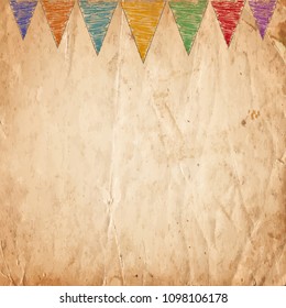 Party decor on the old paper background. Vector illustration