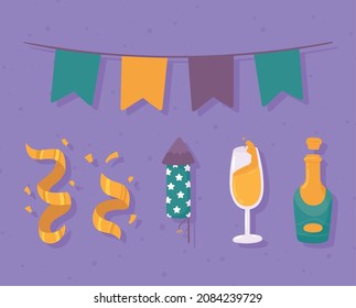 party decoration and drink icons