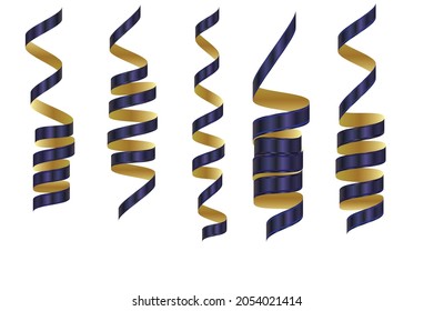 Party Decoration Golden and Black color or curling party ribbons. vector illustration EPS 10 Premium Vector
