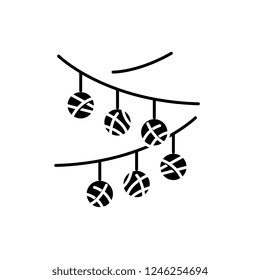 Party decorations black icon, vector sign on isolated background. Party decorations concept symbol, illustration 