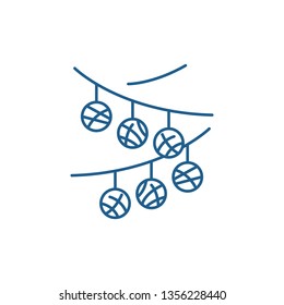 Party decorations line icon concept. Party decorations flat  vector symbol, sign, outline illustration.