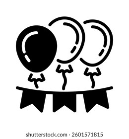 Party Decorations Line Icon, Outline Symbol for Event Styling, Interior Design, Party Arrangements, Wedding Decorations, and Creative Concepts. Vector Sign Icon.