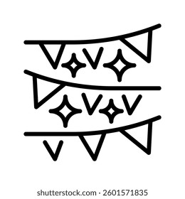 Party Decorations Line Icon, Outline Symbol for Event Styling, Interior Design, Party Arrangements, Wedding Decorations, and Creative Concepts. Vector Sign Icon.