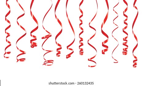 Party decorations red streamers or curling party ribbons banner