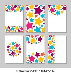 Party design cards with star pattern. Collection of banners for birthday or other celebration.