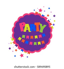 Party design concept. Party Template, circle Banner with Party flags. Vector illustration.