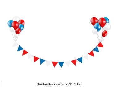 Party Design Element with Flags and Balloons Isolated on White Background Vector Illustration. EPS 10