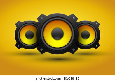 Party design element with speakers . Vector illustration