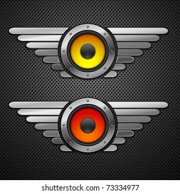 Party design element with speakers . Vector illustration
