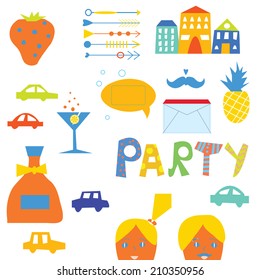 Party design elements set for hipster 