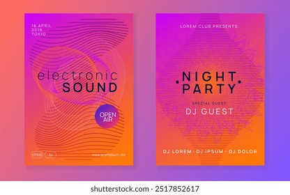 Party Design. Pink Music Event. Techno Set. Blue Dance Flyer. Psychedelic Disco Illustration. Night Club Festival Graphic. Trance Cover. Green Party Design