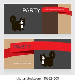 Party Design template with black cat, vector illustration